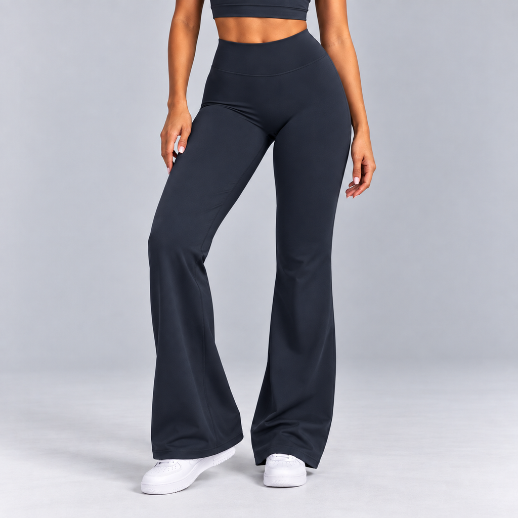High-Waisted Flare Pants -Blue