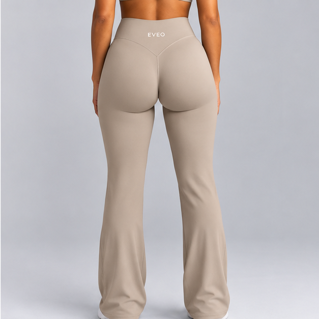 High-Waisted Flare Pants -Blue