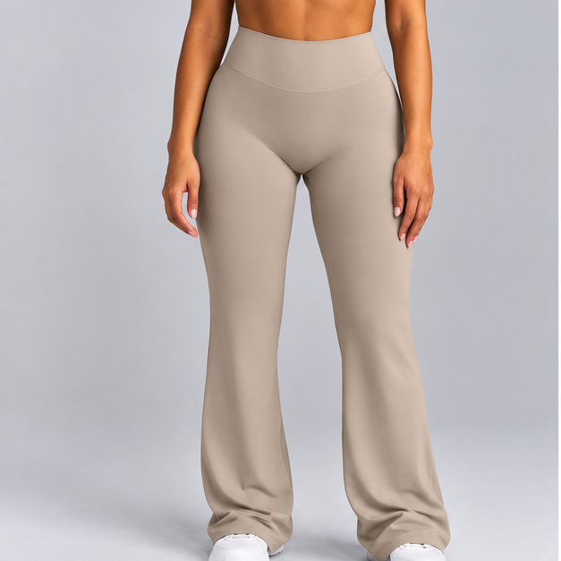 High-Waisted Flare Pants -Blue