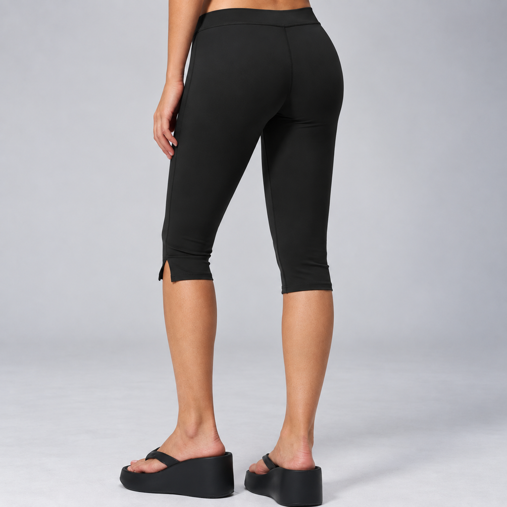EVEO Slit Hem Capri Leggings