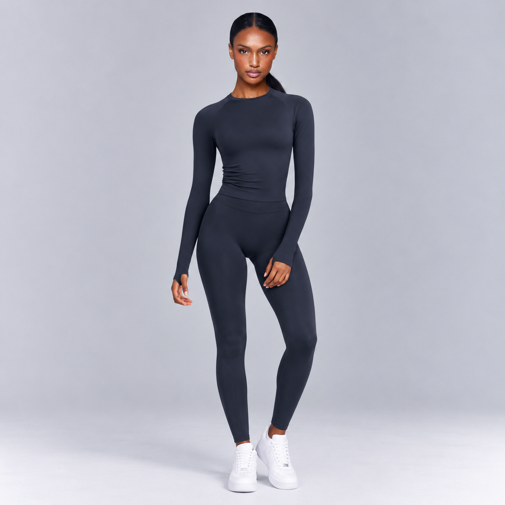 Sculpt Long Sleeve Top - Oil Blue