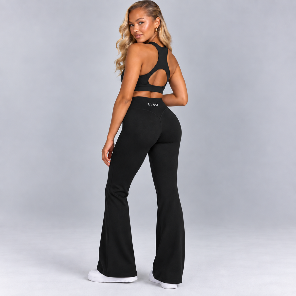High-Waisted Flare Pants - Beige