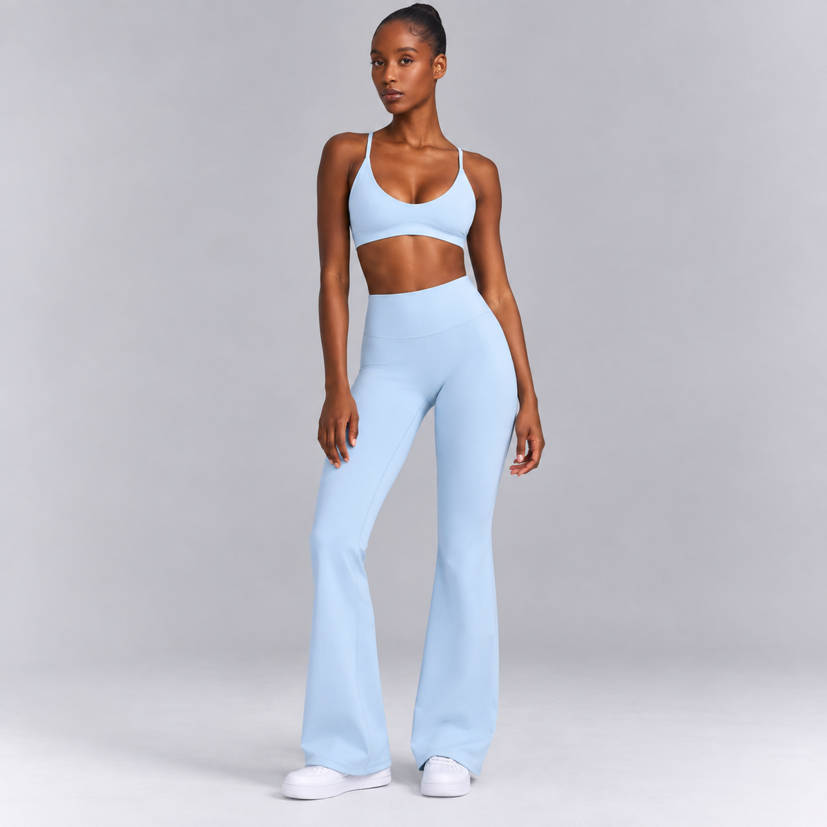 High-Waisted Flare Pants -Brown