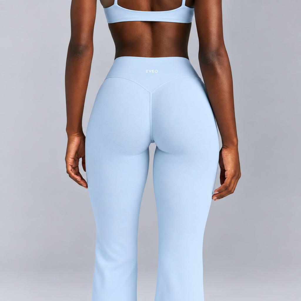 High-Waisted Flare Pants -Blue