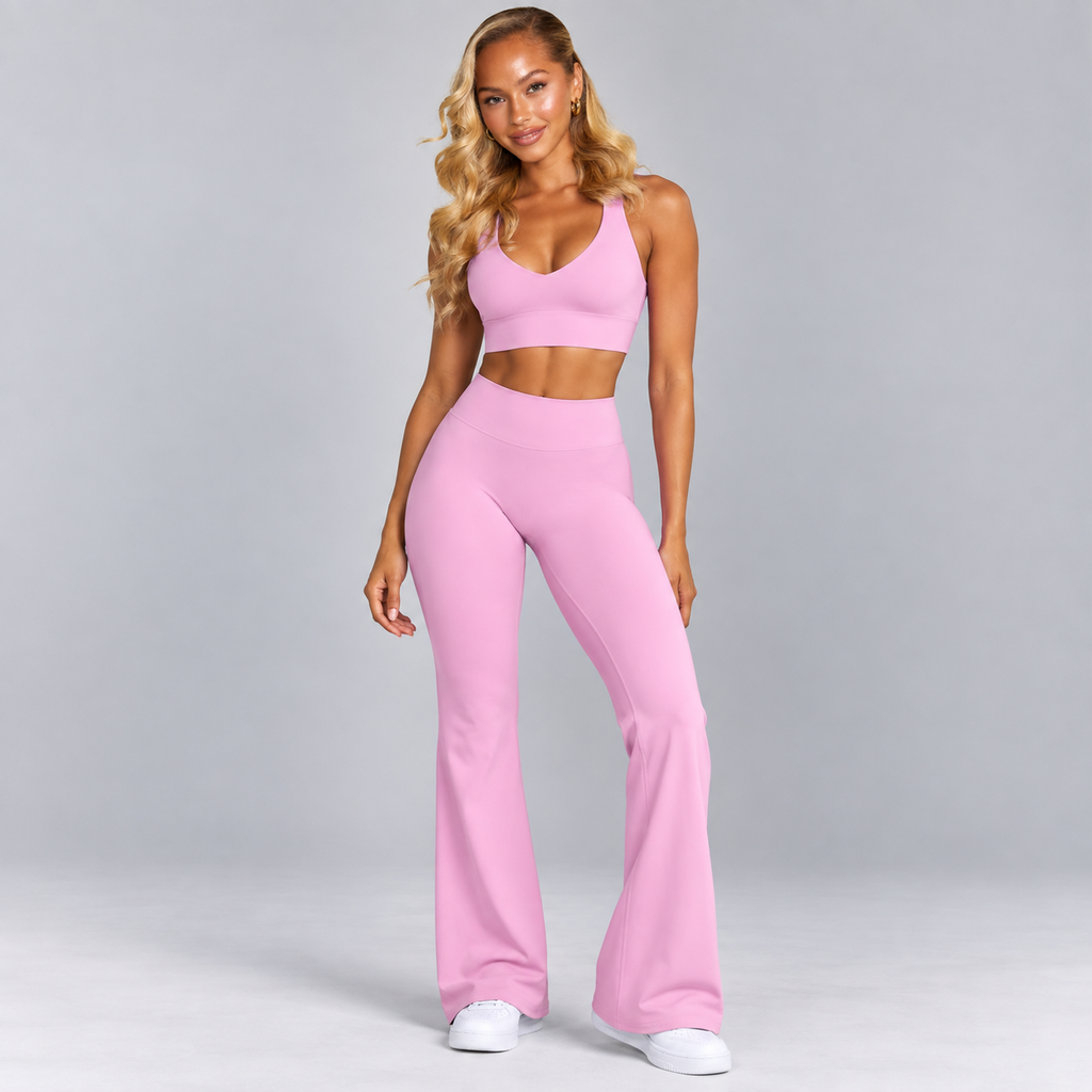 High-Waisted Flare Pants -Blue