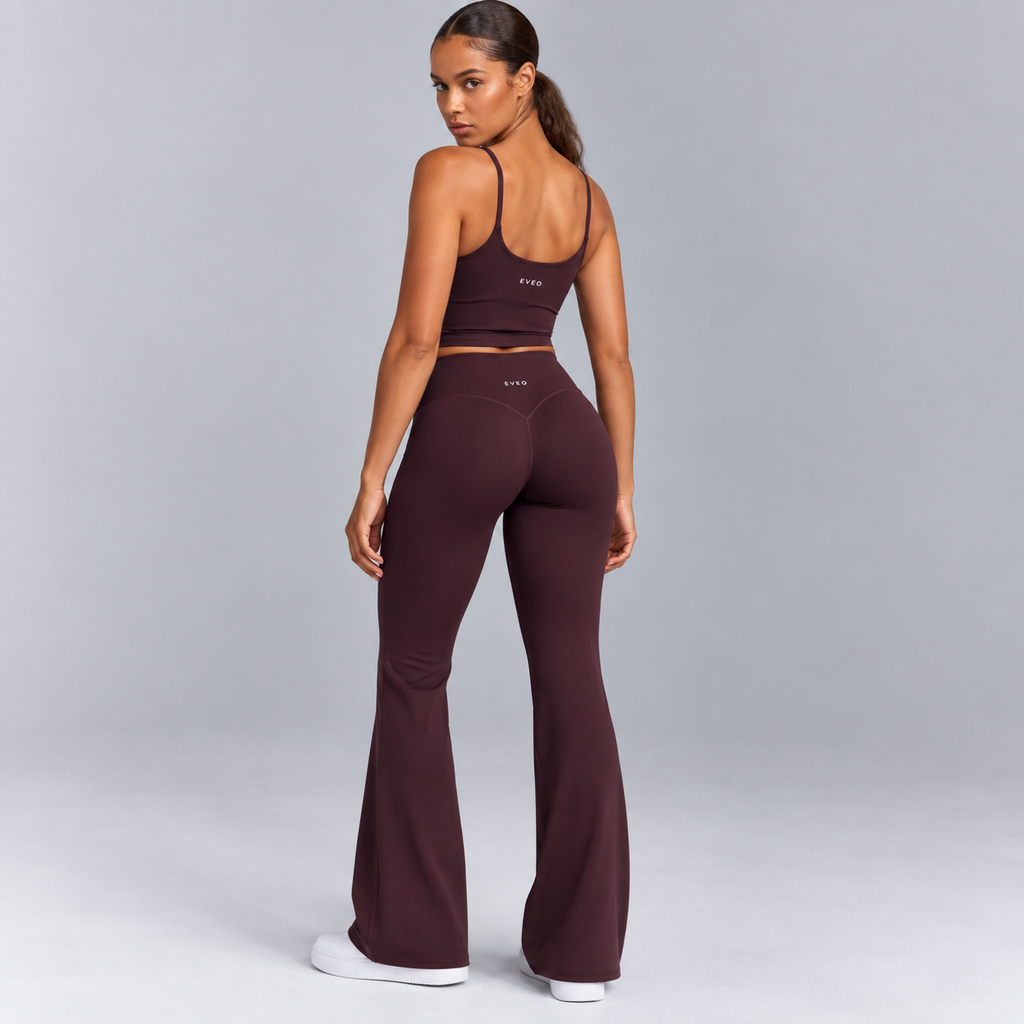 High-Waisted Flare Pants -Blue
