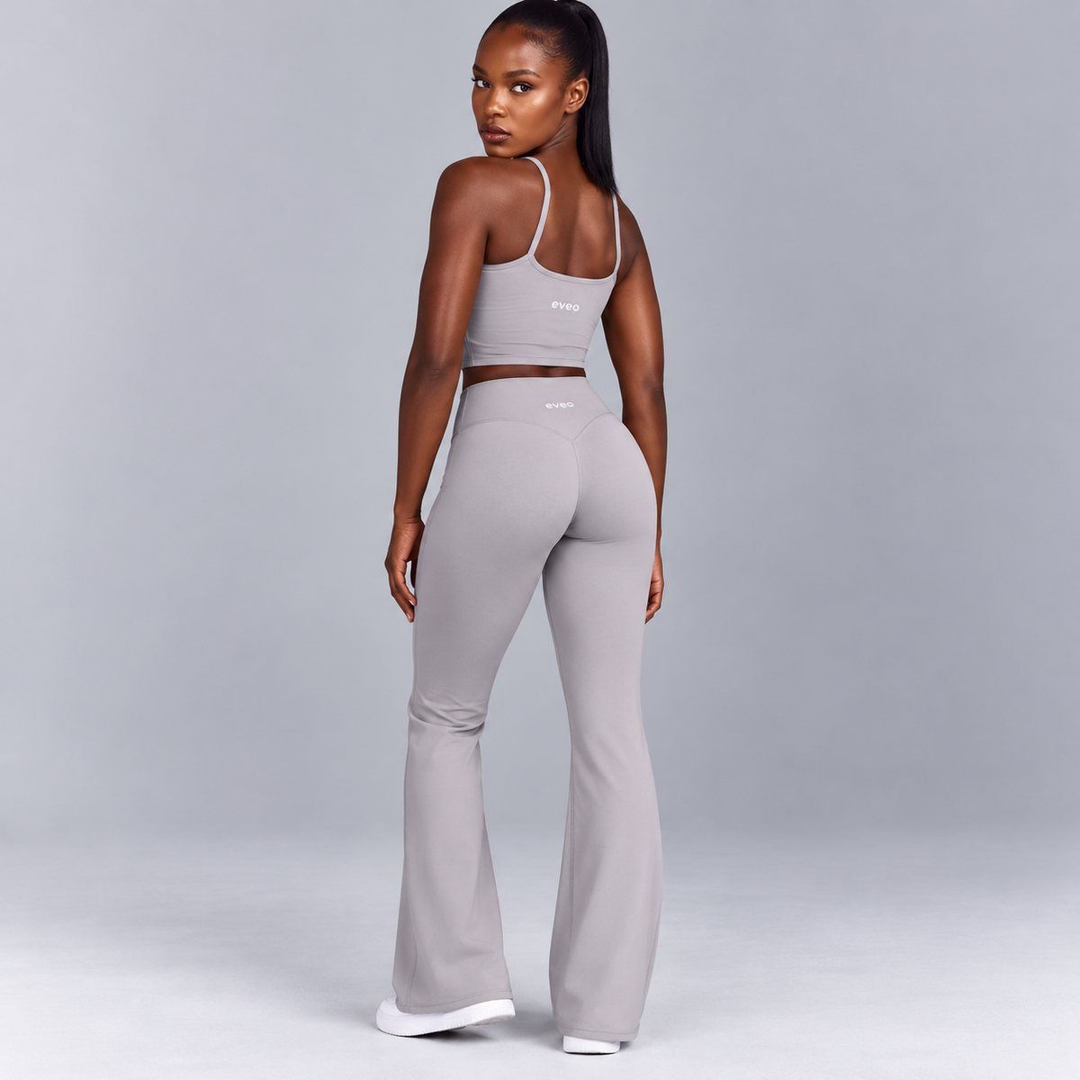 High-Waisted Flare Pants - Gray