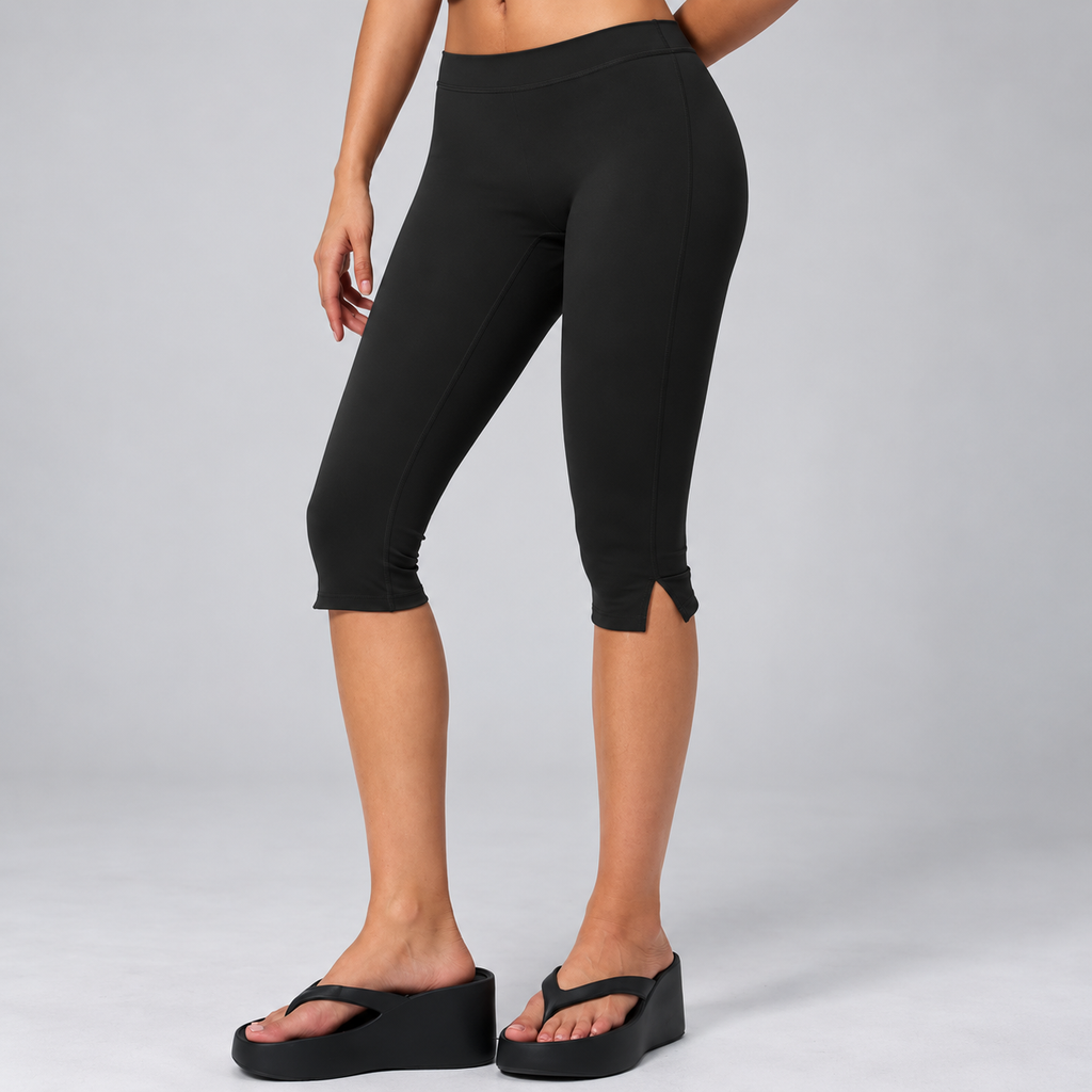 EVEO Slit Hem Capri Leggings